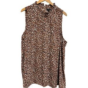 Pink Leopard Silk Mock Neck Tank Top